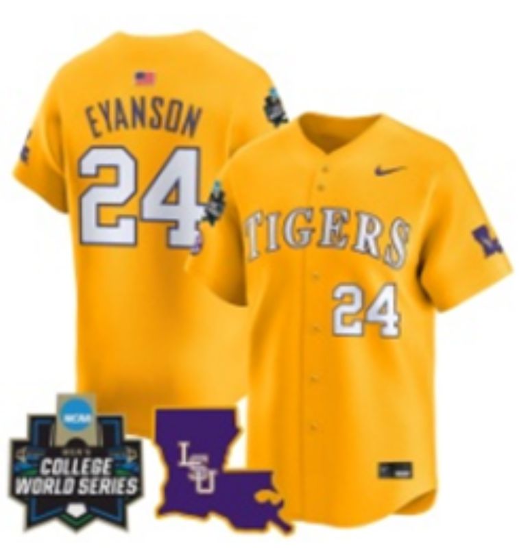 Men 2025 LSU Tigers #24 Eyanson Yellow Joint Name Nike NCAA Jersey style 2->ncaa teams->NCAA Jersey